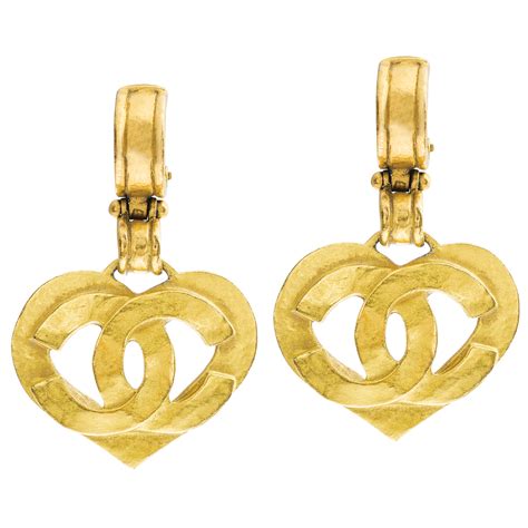 vintage chanel pearl heart dangle earrings|vintage chanel earrings for sale.